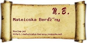 Mateicska Berény névjegykártya